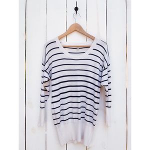 Banana Republic Stripe Nautical White Blue Sweater